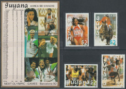 F-EX49390 GUYANA MNH 1988 OLYMPIC GAMES SEOUL WINNER MEDALS EQUESTRIAN ATHLETISM.  - Summer 1992: Barcelona