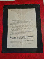 Faire Part Décès MR MARIE HIPPOLYTE BERTRAZND 1919 GRENOBLE PERCEPTEUR - Documents Historiques
