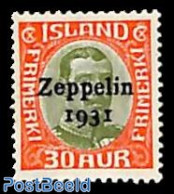 Iceland 1931 30A, Stamp Out Of Set, Mint NH, Transport - Zeppelins - Unused Stamps