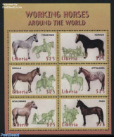 Liberia 1999 Horses 6v M/s, Mint NH, Nature - Horses - Other & Unclassified