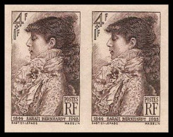 France N°738 Sarah Bernhardt Paire Non Dentelé ** MNH (Imperf) Paire Cote Maury 200 Euros - 1941-1950