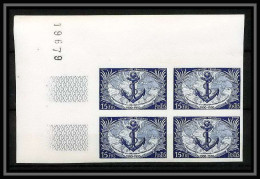 France N°889 Troupes Coloniales Ancre Marine Non Dentelé ** MNH (Imperf) Bloc De 4 - 1951-1960