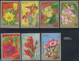 Equatorial Guinea 1974 North American Flowers 7v Imperforated, Mint NH, Nature - Flowers & Plants - Equatorial Guinea