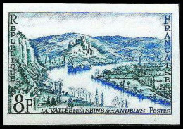 France N°977 La Vallée De La Seine Aux Andelis Non Dentelé ** MNH (Imperf) - 1951-1960