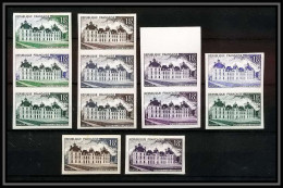 France N°980 Château De Cheverny (castle) 12 Valeurs Essai (trial Color Proof) Non Dentelé Imperf ** MNH - Essais De Couleur 1945-…