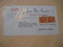 TERREIRO DO PAÇO LISBOA 1958 To Valencia Carteria Spain Registered Cancel Cover PORTUGAL - Covers & Documents