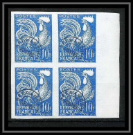 France Préoblitere PREO N°110 Bloc De 4 Coq Gaulois (french Rooster) Non Dentelé ** MNH (Imperf) - Hoendervogels & Fazanten