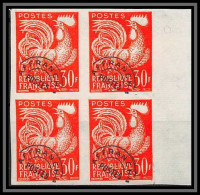 France Préoblitere PREO N°115 Bloc De 4 Coq Gaulois (french Rooster) Non Dentelé ** MNH (Imperf) - Hoendervogels & Fazanten