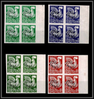 France Préoblitere PREO N°119 / 122 Cote 400 Bloc De 4 Coq Gaulois (french Rooster) Non Dentelé ** MNH (Imperf) - 1951-1960
