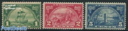 United States Of America 1924 Hugenots Landing 3v, Mint NH, Transport - Ships And Boats - Ongebruikt