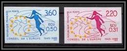 France Service N°100/101 Conseil De L'europe Allegorie Non Dentelé ** MNH (Imperf) Cote 75 - 1981-1990