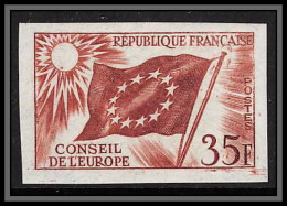 France Service N°20 Conseil De L'europe Europa Drapeau Flag Brun Essai Color Proof Non Dentelé Imperf ** MNH - Color Proofs 1945-…