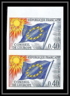 France Service N°31 Paire Conseil De L'europe Europa Drapeau Flag Non Dentelé ** MNH (Imperf) Cote 110 - 1961-1970