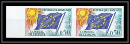 France Service N°33 Paire Conseil De L'europe Europa Drapeau Flag Non Dentelé ** MNH (Imperf) Cote 110 - 1963