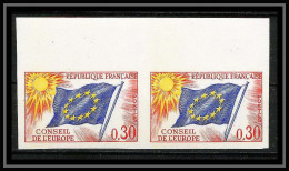 France Service N°30 Paire Conseil De L'europe Europa Drapeau Flag Non Dentelé ** MNH (Imperf) Cote 110 - 1963