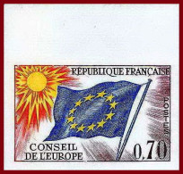 France Service N°35 Conseil De L'europe Europa Drapeau Flag Non Dentelé ** MNH (Imperf) Cote 55 - 1963