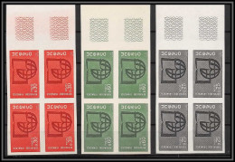 France Service N°36/38 Bloc De 4 Cote 840 Unesco Alphabétisation Non Dentelé ** MNH (Imperf) - 1961-1970