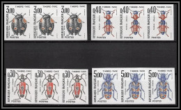 France Taxe N°109/112 Bande De 3 Cote 150 Insectes Coleopteres Beetle Insects Non Dentelé ** MNH (Imperf) - Other & Unclassified
