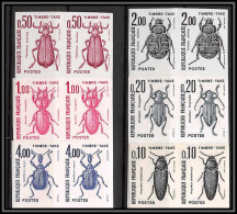 France Taxe N°103/108 Insectes Coleopteres Beetle Insects Paire Essai Proof Non Dentelé ** MNH Imperf 12 Timbres - Color Proofs 1945-…