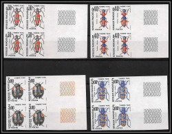 France Taxe N°109/112 Bloc De 4 Cote 200 Insectes Coleopteres Beetle Insects Non Dentelé ** MNH (Imperf) - 1981-1990