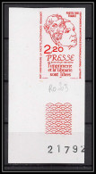 France N°2143 Liberté De La Presse Renaudot 1981 Freedom Media Coin De Feuille Essai Proof Non Dentelé Imperf ** MNH - Color Proofs 1945-…