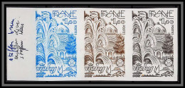 France N°2144 Fédération Des Sociétés Philatéliques Vichy 1981 Bande 3 Strip Essai Proof Non Dentelé Imperf **  - Farbtests 1945-…