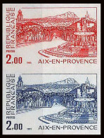 France N°2194 Aix-en-Provence Bouches-du-Rhone Paire Essai (trial Color Proof) Non Dentelé Imperf ** MNH - Essais De Couleur 1945-…