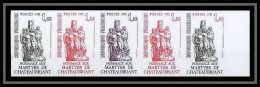 France N°2177 Martyrs De Chateaubriand Guerres 1939/45 War Bande De 5 Essai (trial Color Proof) Non Dentelé Imperf ** - Farbtests 1945-…