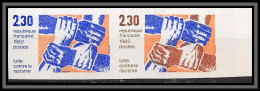 France N°2204 Lutte Contre Le Racisme Racism Essai (trial Color Proof) Non Dentelé ** MNH (Imperf) Paire Multicolore - Farbtests 1945-…