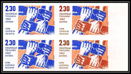 France N°2204 Lutte Contre Le Racisme Racism Essai (trial Color Proof) Non Dentelé ** MNH (Imperf) Bloc 4 Multicolore - Farbtests 1945-…