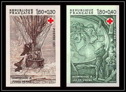 France N°2247/2248 Croix Rouge (red Cross) 1982 Jules Verne Non Dentelé ** MNH Imperf - Schriftsteller