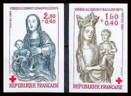 France N°2295 / 2296 Croix Rouge (red Cross) 1983 Vierge à L'enfant Non Dentelé ** MNH (Imperf) - Rode Kruis