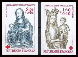 France N°2295 / 2296 Croix Rouge (red Cross) 1983 Vierge à L'enfant Non Dentelé ** MNH (Imperf) - 1981-1990