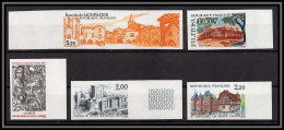 France N°2401/2405 Filitosa Loches St-Germain De Livet Notre-Dame-en-Vaux Monpazier Non Dentelé ** MNH Imperf Cote 85 - 1981-1990