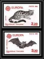 France N°2416/2417 Europe 1986 Genette Bat Chauve Souris Non Dentelé ** MNH (Imperf)  - 1981-1990