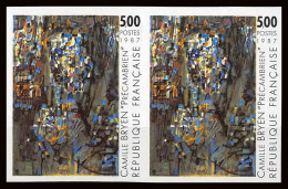 France N°2493 Camille Bryen Précambrien Tableau (Painting) Non Dentelé ** MNH (Imperf) Paire Cote 140 Euros - Moderne