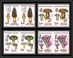 France N°2488 / 2491 Champignons De France (mushrooms Funghi) 1987 PAIRE Cote Maury 270 Non Dentelé ** MNH (Imperf) - Mushrooms