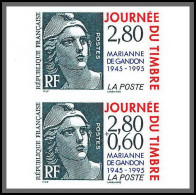 France N°2933 2934 A Journée Du Timbre 1995 Gandon Paire Luxe Mnh ** Non Dentelé Imperf - 1991-2000