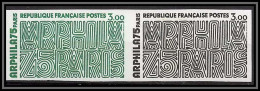 France N°1832 Arphila 75 Paris Graphisme Paire De 2 Couleurs Trial Color Proof Non Dentelé Imperf ** MNH - Color Proofs 1945-…