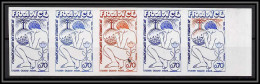 France N°1845 Fondation Santé étudiants De France Students Bande De 5 Essai (trial Color Proof) Non Dentelé Imperf ** - Color Proofs 1945-…