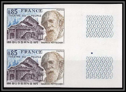 France N°1846 Theatre Du Peuple Bussang / Pottecher Paire Non Dentelé ** MNH (Imperf) - 1971-1980