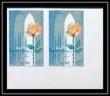 France N°1847 Région Picardie Fleurs (flowers) Rose Paire Non Dentelé ** MNH (Imperf) - 1971-1980