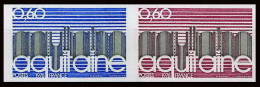 France N°1864 Région Aquitaine Bande De 3 Essai (trial Color Proof) Non Dentelé Imperf ** MNH - 1971-1980