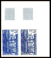 France N°1875 Sociétés Philatéliques ROUEN 1976 Essai Color Proof Non Dentelé Imperf ** MNH Paire Coin De Feuille - Farbtests 1945-…