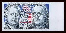 France N°1879 Indépendance Des Etats-Unis USA 1976 Franklin Non Dentelé ** MNH (Imperf) Cote 80 - Unabhängigkeit USA