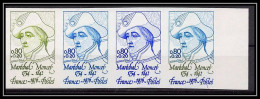 France N°1880 Maréchal Moncey Napoléon Bonaparte Bande De 4 Essai (trial Color Proof) Non Dentelé Imperf ** MNH - 1971-1980