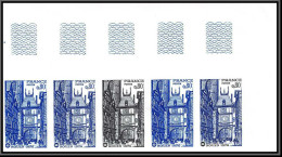 France N°1875 Sociétés Philatéliques ROUEN 1976 Bande De 5 Essai (trial Color Proof) Non Dentelé Imperf ** MNH - 1971-1980