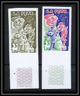 France N°1888 La Fête Clown Cique Circus Essai (trial Color Proof) + Non Dentelé Imperf ** MNH - Color Proofs 1945-…