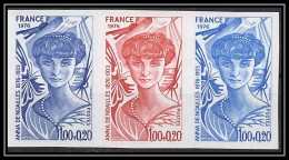 France N°1898 Anna De Noailles Ecrivain Poete Poet Bande 3 Essai (trial Color Proof) Non Dentelé Imperf ** MNH - Farbtests 1945-…