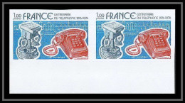 France N°1905 Centenaire Du Téléphone 1976 Phone Telecom Bell Paire Non Dentelé ** MNH (Imperf) - 1971-1980